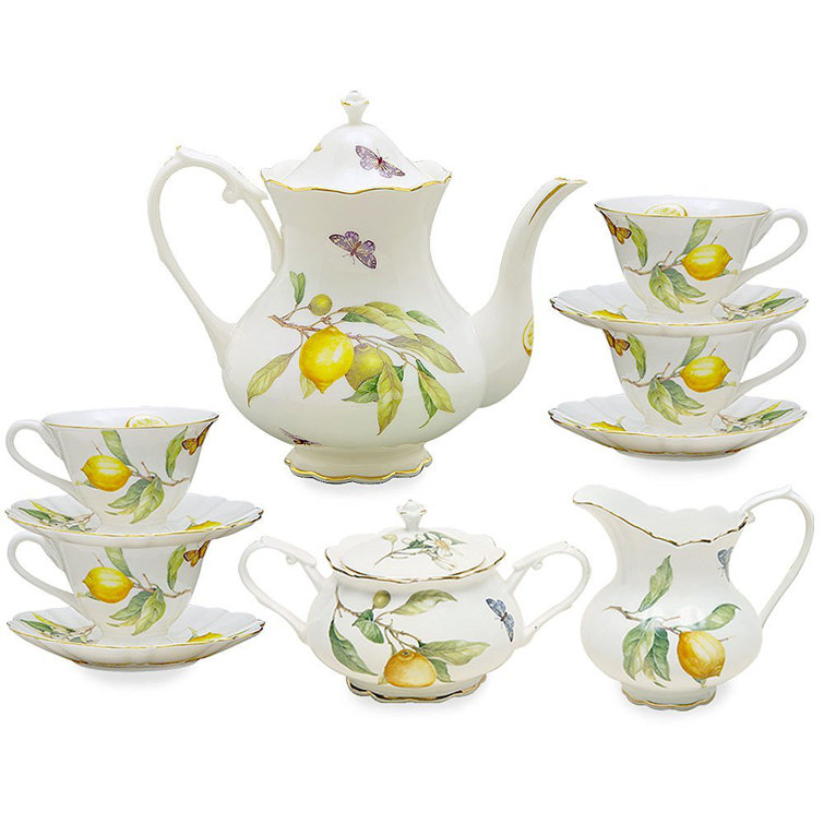Coastline Imports 11 Piece Porcelain Tea Set & Reviews Wayfair